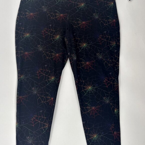 Torrid Halloween Leggings Rainbow Spiderweb Print Womens Plus Size 3 Stretch NEW - Picture 1 of 9
